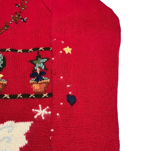 The Quacker Factory Vintage Red Angel Cardigan Size Medium - Picture 9 of 11